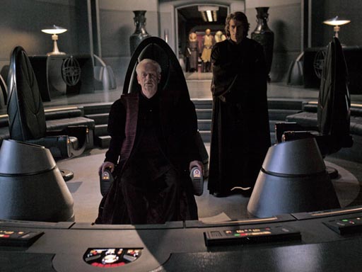 Original version of the scene where Anakin stays loyal to Palpatine. Note Mace Windu and Jedi approaching for arrest.